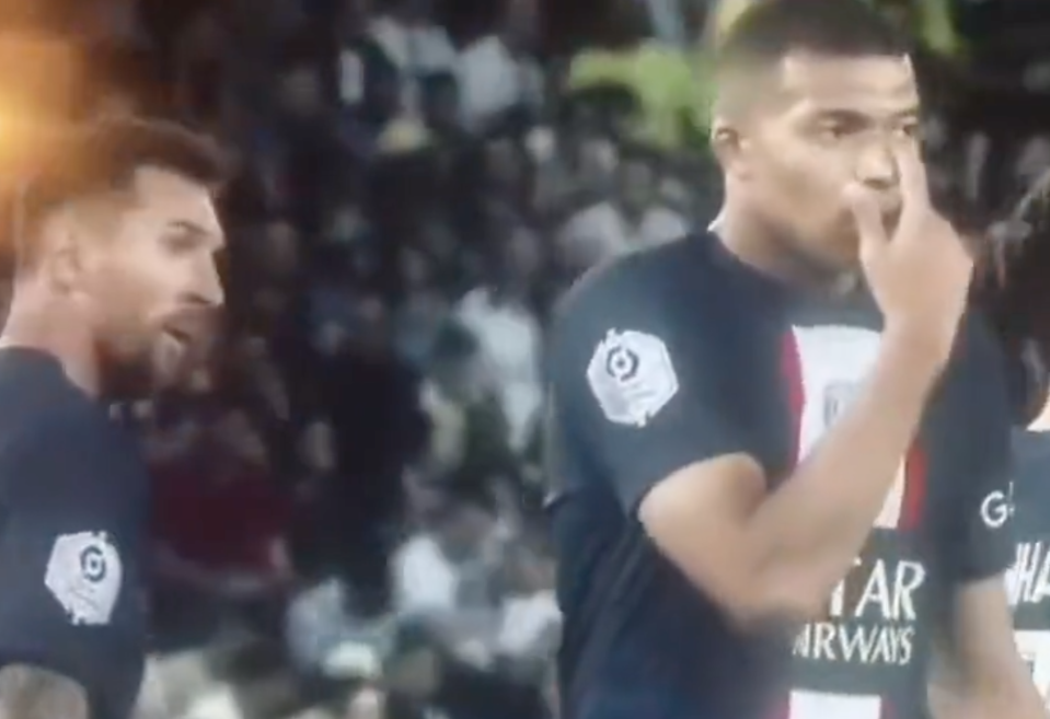 Messi’s face then says it all, as he looks surprised by Mbappe’s actions