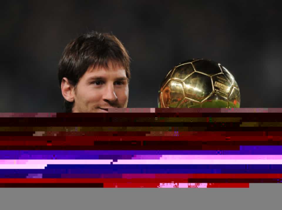 Lionel Messi with his first Ballon d’Or in 2009