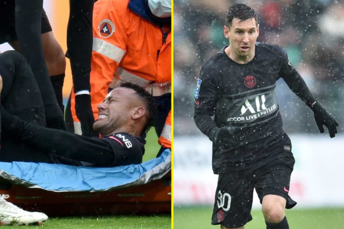 Neymar suffers horror ankle injury as Lionel Messi and Kylian Mbappe struggle in front of goal in Paris Saint-Germain’s laboured win over lowly Saint-Etienne