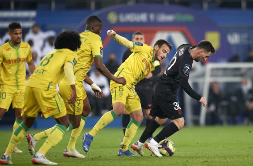 Nantes defenders tried to swamp Messi, but still couldn’t stop him from scoring