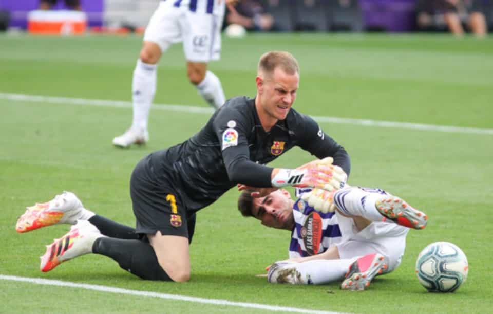 Ter Stegen likely has no idea who he is clattering here as he shuns football outside the Nou Camp